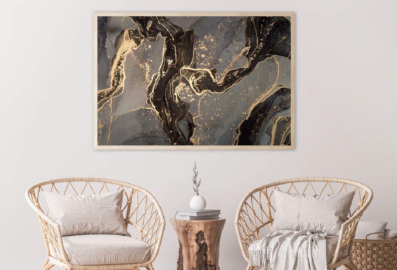 Black Grey & Gold Marble Abstract Design Home Decor Premium Quality Poster Print Choose Your Sizes