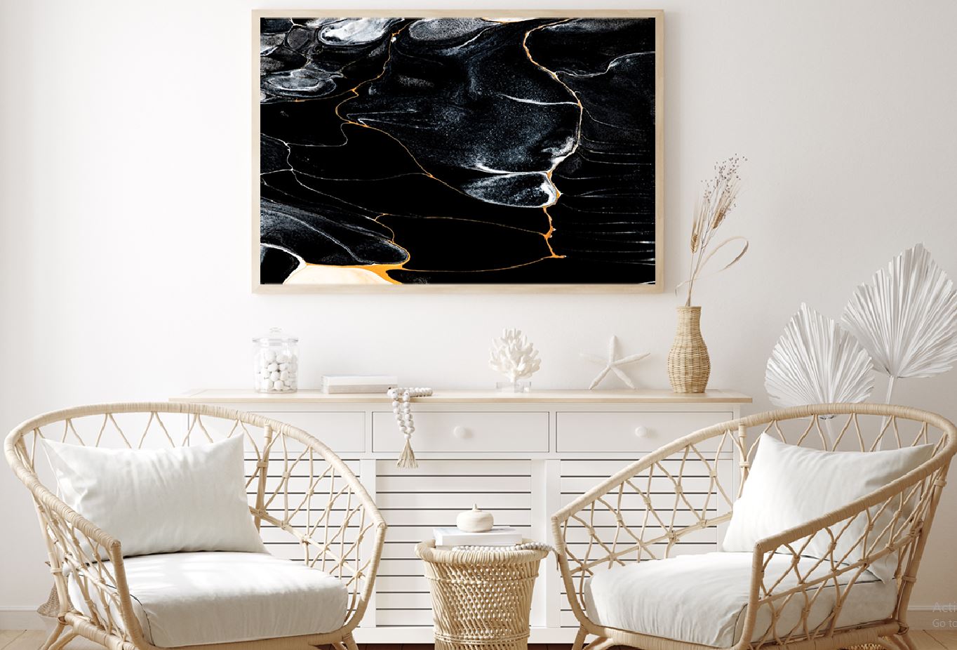 Black Marble White Lines Abstract Design Home Decor Premium Quality Poster Print Choose Your Sizes