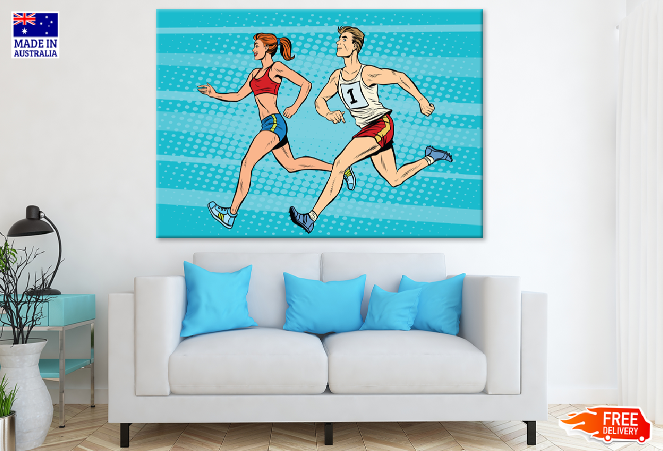 Athletes Running Illustration Print 100% Australian Made