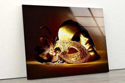 Golden Masks Acrylic Glass Print Tempered Glass Wall Art 100% Made in Australia Ready to Hang