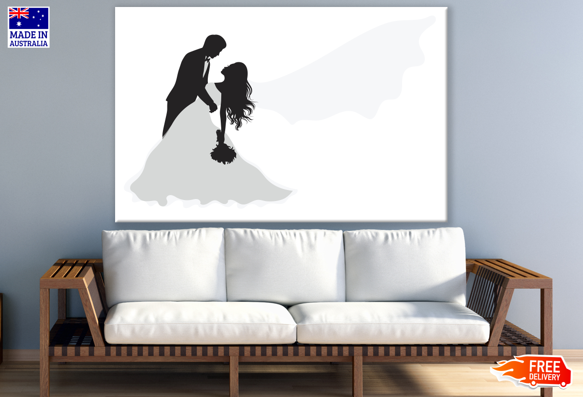 Bride & Groom vector Art Print 100% Australian Made