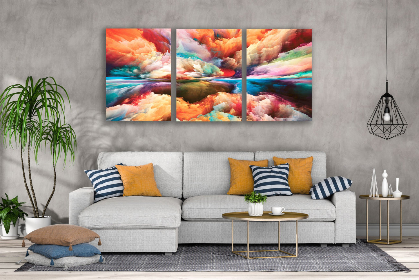 3 Set of Colorful Abstract Cloud Design High Quality Print 100% Australian Made Wall Canvas Ready to Hang