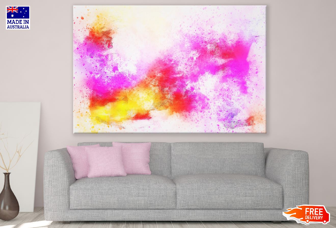 Red Yellow & Pink Color Splash Abstract Design Print 100% Australian Made