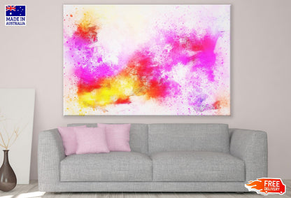 Red Yellow & Pink Color Splash Abstract Design Print 100% Australian Made