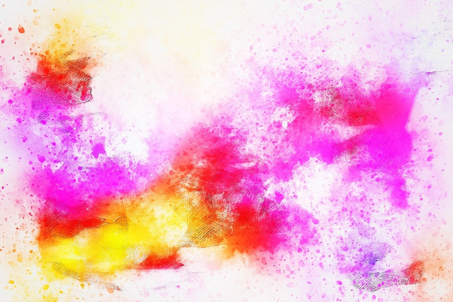 Red Yellow & Pink Color Splash Abstract Design Print 100% Australian Made