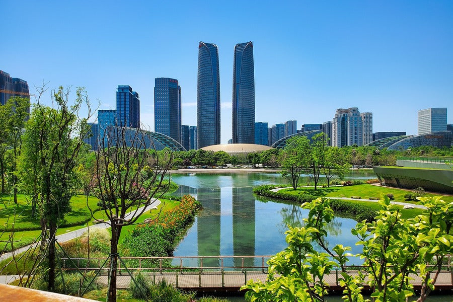 Chengdu City & Blue Sky, China Photograph Print 100% Australian Made