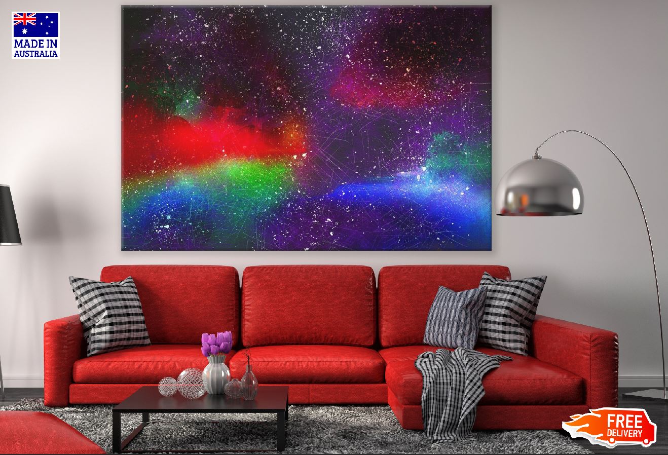 Blue Green & Red Abstract Design Print 100% Australian Made