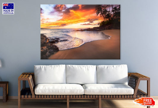 Sea & Palm Trees Sunset View Photograph Print 100% Australian Made