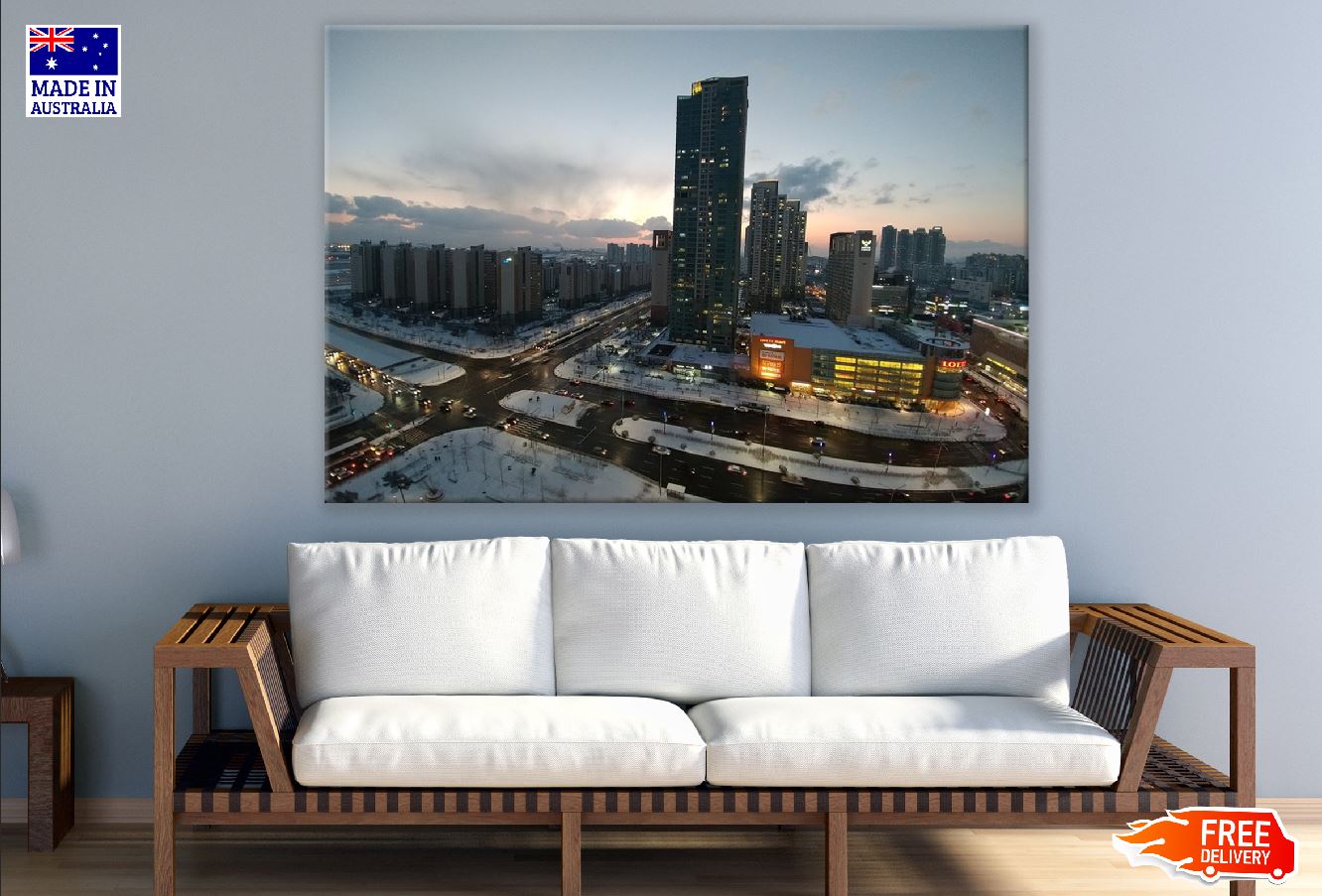 Incheon City Night View Photograph, South Korea Print 100% Australian Made
