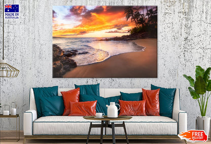 Sea & Palm Trees Sunset View Photograph Print 100% Australian Made