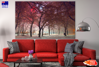 Red Trees Park Painting Print 100% Australian Made