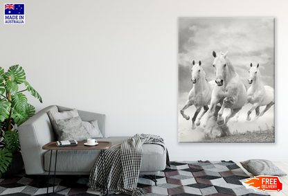 Horses Running B&W Photograph Print 100% Australian Made