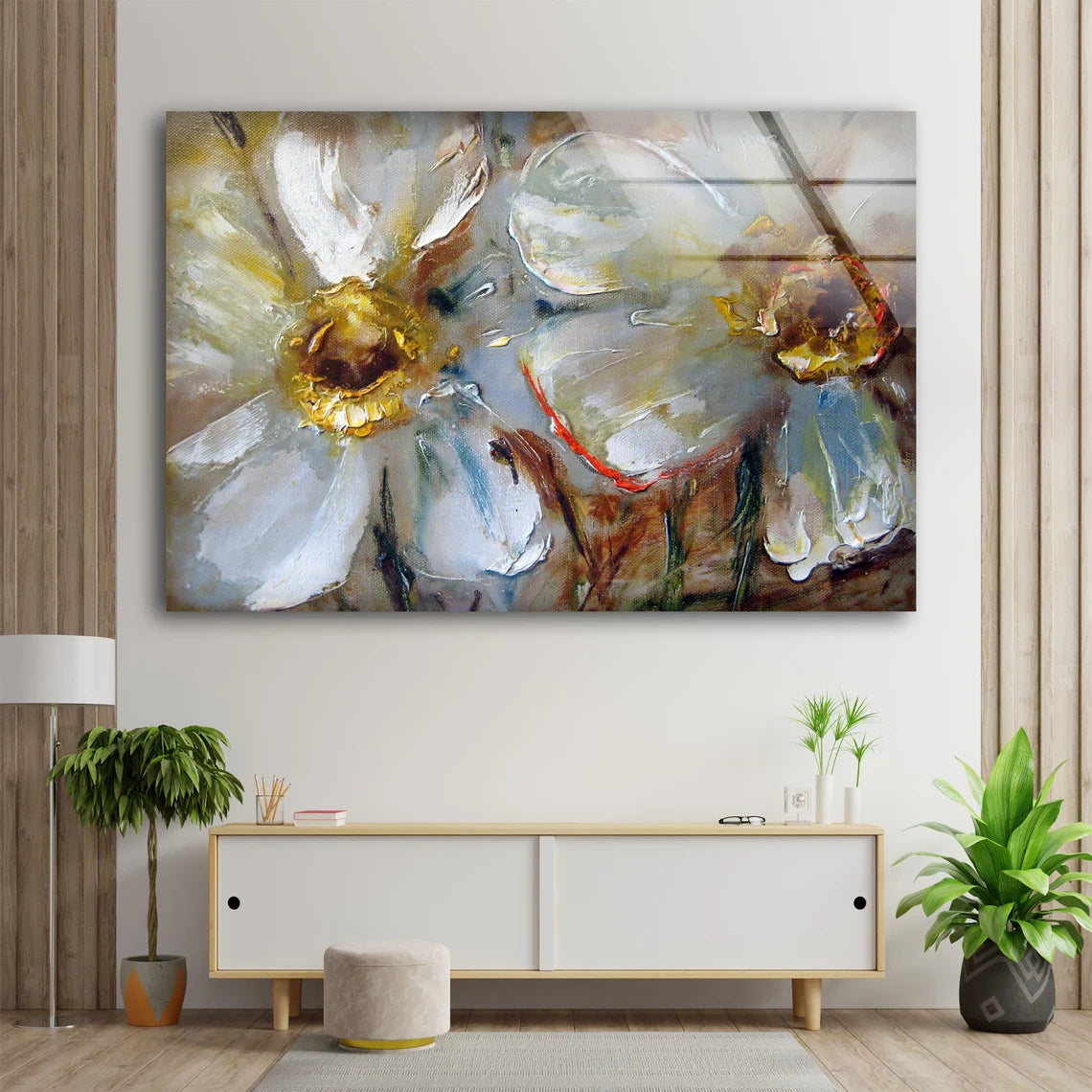 Abstract Flowers Oil Painting Acrylic Glass Print Tempered Glass Wall Art 100% Made in Australia Ready to Hang