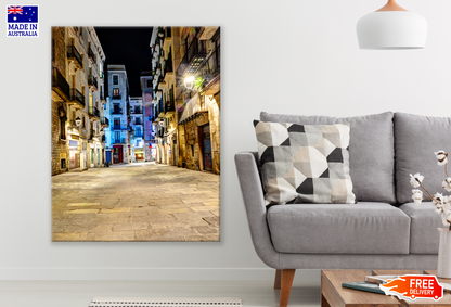 Street Between Buildings Night View Photograph Print 100% Australian Made