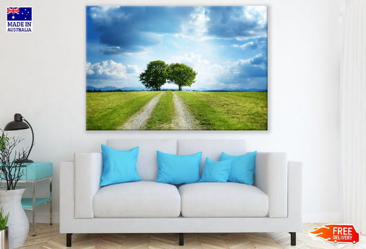 Tree on Mountain & Blue Sky Photograph Print 100% Australian Made