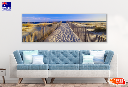 Panoramic Canvas Sand Road to Beach Fence High Quality 100% Australian made wall Canvas Print ready to hang