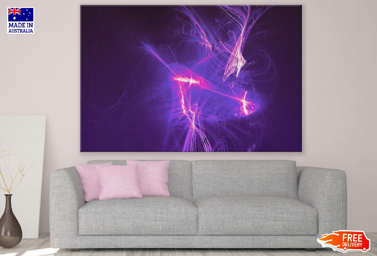 Pink & Blue Digital Abstract Design Print 100% Australian Made