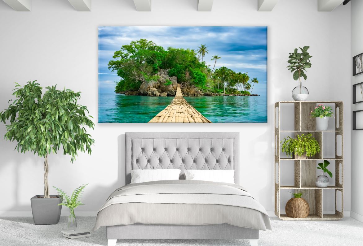 Beautiful Beach Wooden Bridge to Island Print 100% Australian Made