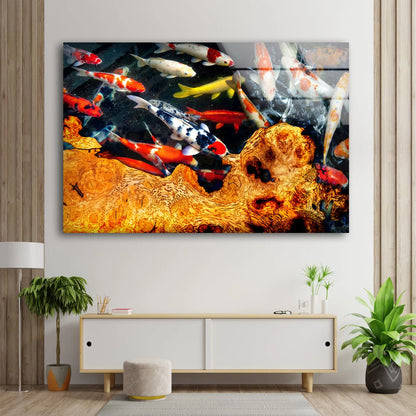 Koi Fish & Table Photograph Acrylic Glass Print Tempered Glass Wall Art 100% Made in Australia Ready to Hang