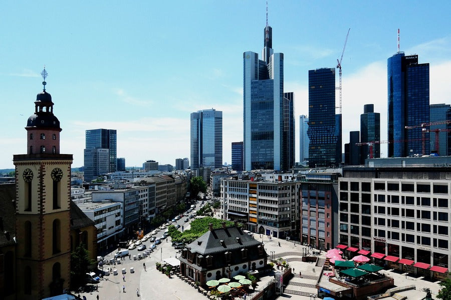 Main Tower Aerial View Photograph, Frankfurt, Germany Print 100% Australian Made