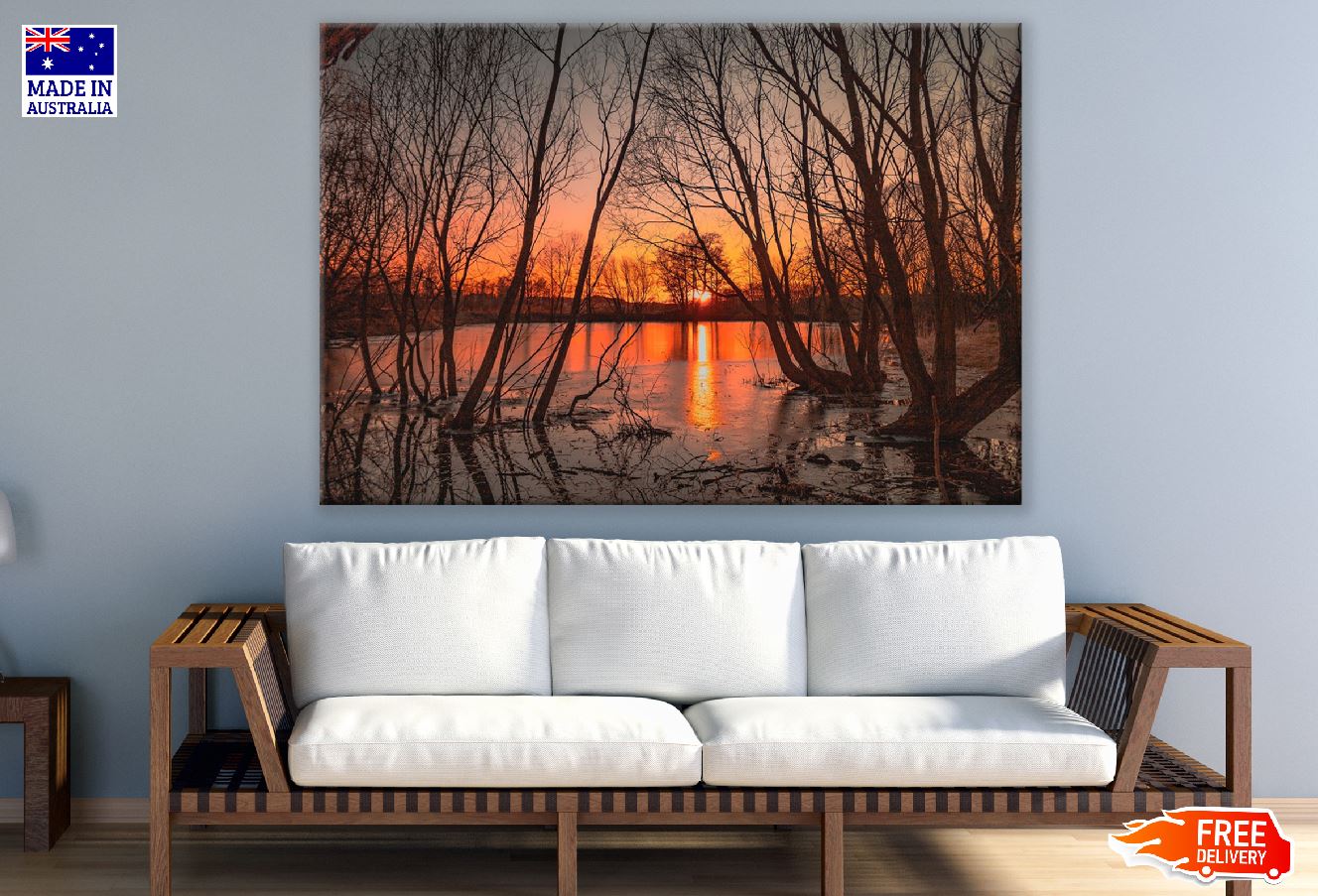 Dead Trees Sunset Scenery Photograph Print 100% Australian Made