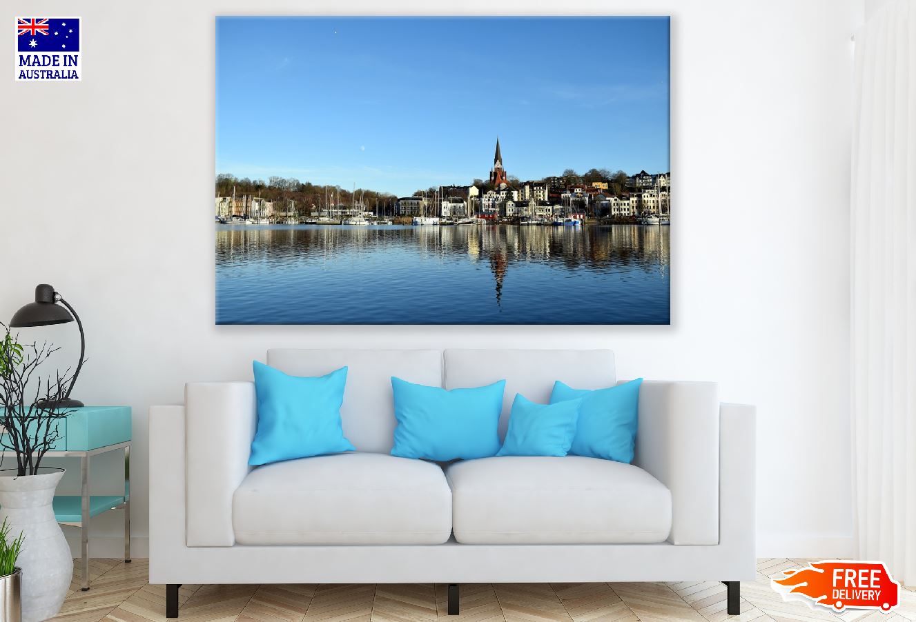 Flensburg City Port View Photograph, Denmark Print 100% Australian Made