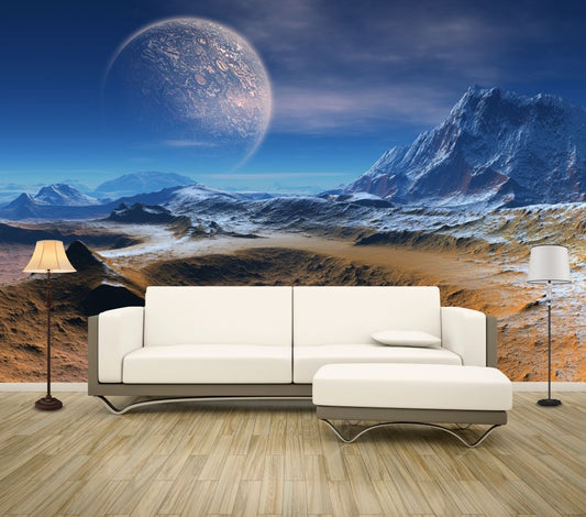 Wallpaper Murals Peel and Stick Removable Planet Landscape View High Quality