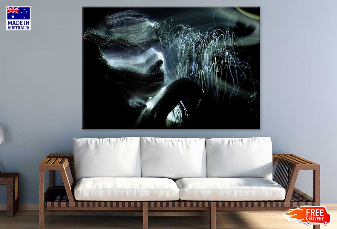Grey Blue Digital Lines Abstract Design Print 100% Australian Made