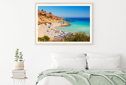 Nissi Beach with Hats View Photograph Home Decor Premium Quality Poster Print Choose Your Sizes