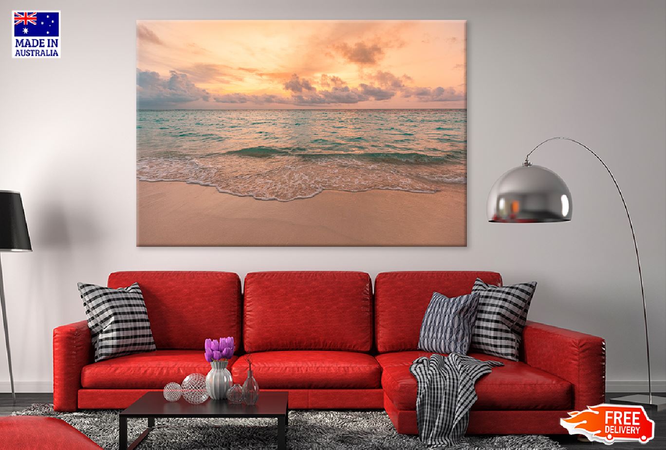 Sandy Beach Sunset Scenery View Photograph Print 100% Australian Made
