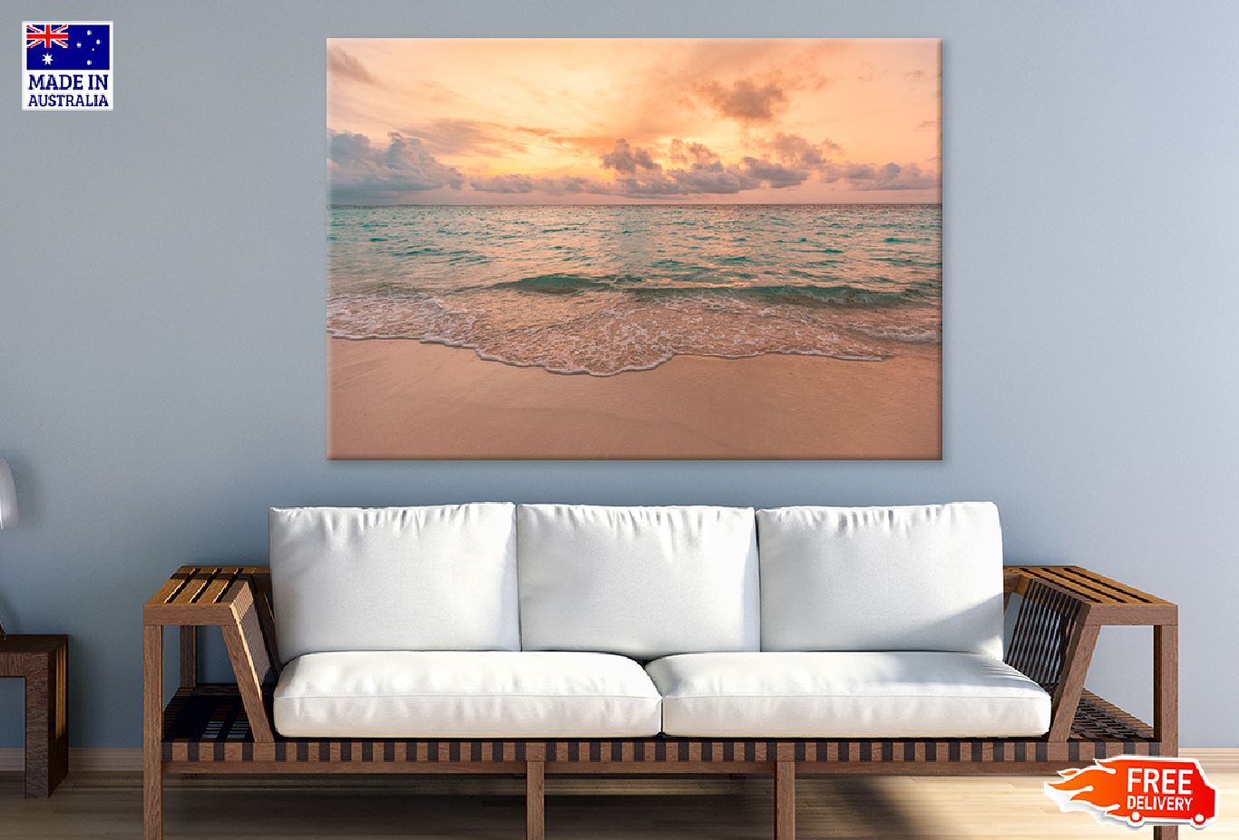Sandy Beach Sunset Scenery View Photograph Print 100% Australian Made