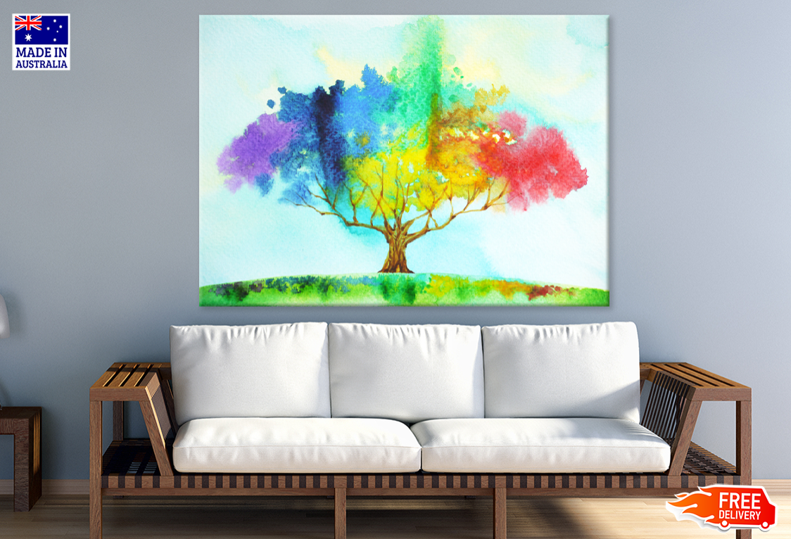 Colorful Tree Watercolor Art Print 100% Australian Made