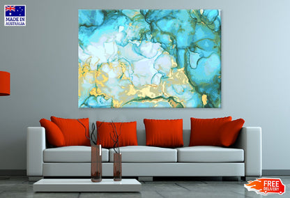 Blue Green & Gold Abstract Design Print 100% Australian Made