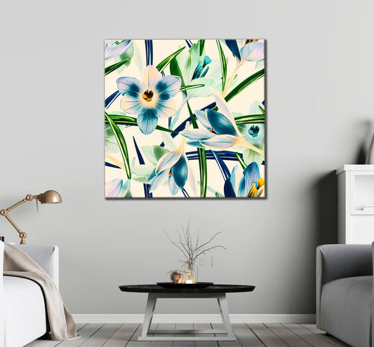 Square Canvas Floral Watercolor Painting High Quality Print 100% Australian Made