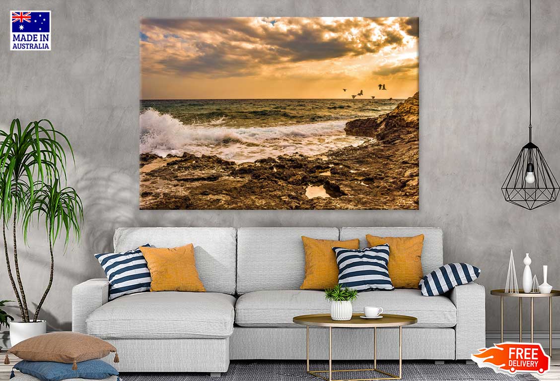 Rocky Coast Beach Sunset Scenery Photograph Print 100% Australian Made