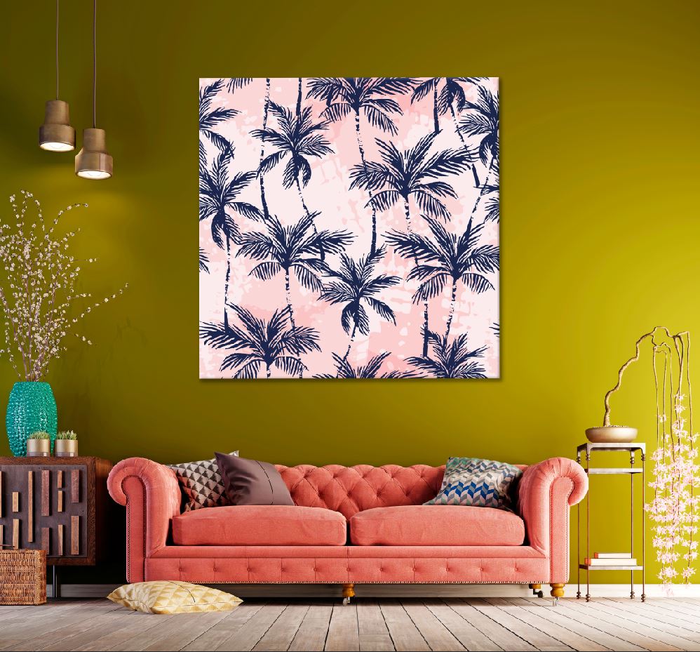 Square Canvas Abstract Palm Tree Leaves Vector Art High Quality Print 100% Australian Made