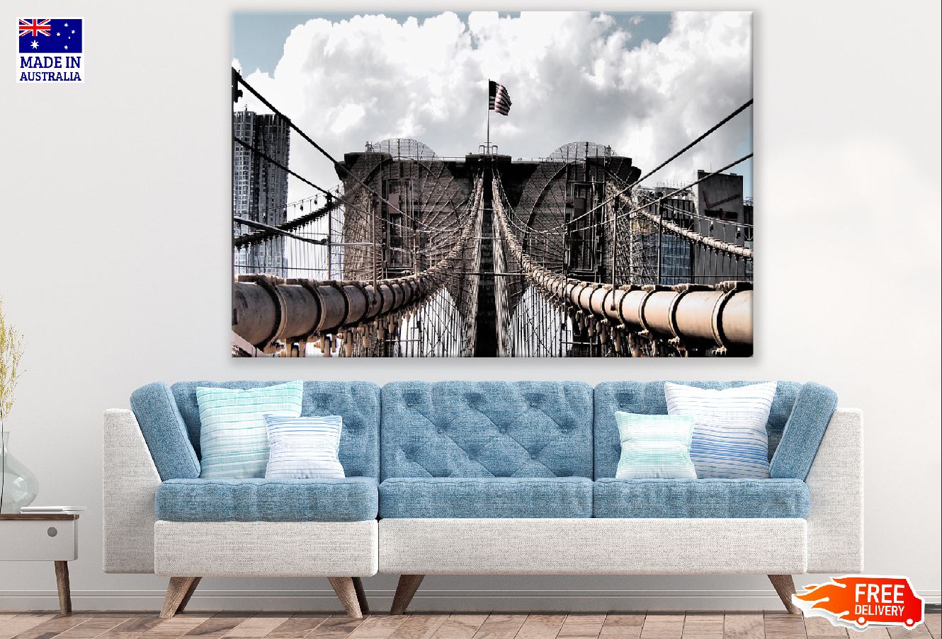 Brooklyn Bridge Aerial View Photograph USA Print 100% Australian Made
