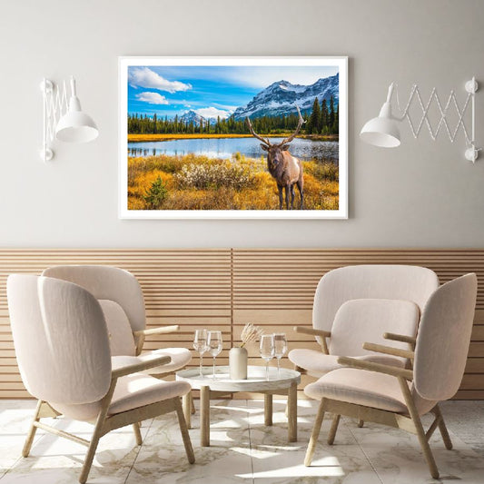 Deer Near Lake Forest Scenery Home Decor Premium Quality Poster Print Choose Your Sizes