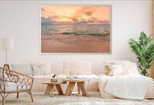 Sandy Beach Sunset Scenery View Photograph Home Decor Premium Quality Poster Print Choose Your Sizes