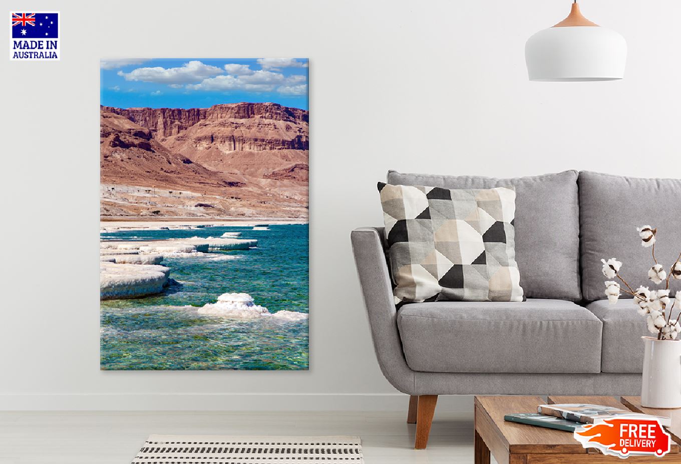 Dead Sea Waves with Rocks View Photograph Print 100% Australian Made
