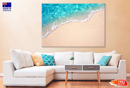 Blue Ocean Wave on Sandy Aerial View Photograph Print 100% Australian Made