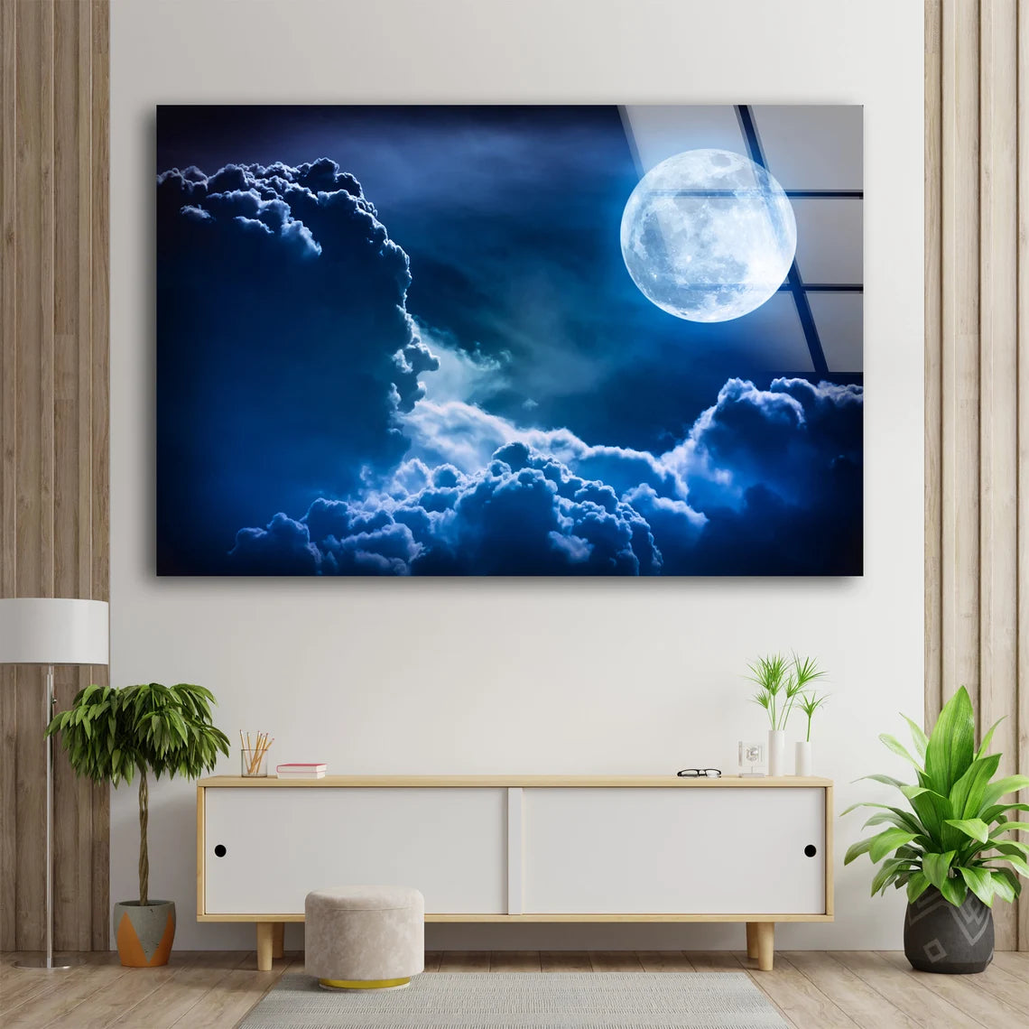 Moon & Clouds Photograph Acrylic Glass Print Tempered Glass Wall Art 100% Made in Australia Ready to Hang