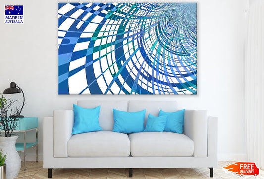 Blue Green Lines Digital Abstract Design Print 100% Australian Made
