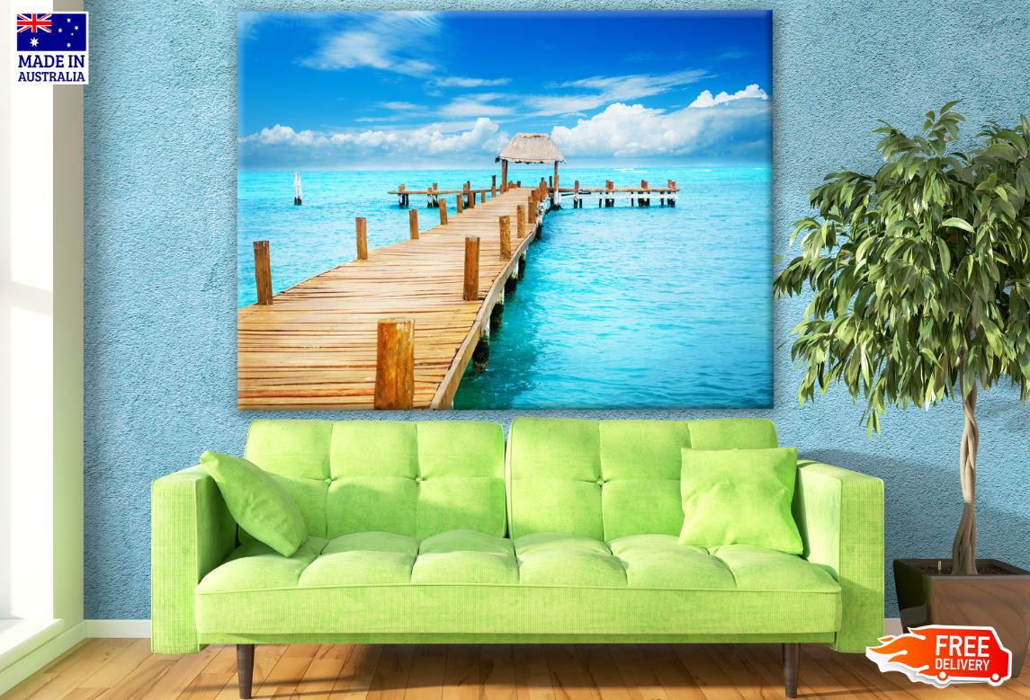 Wooden Pier Over Beach Photograph Print 100% Australian Made