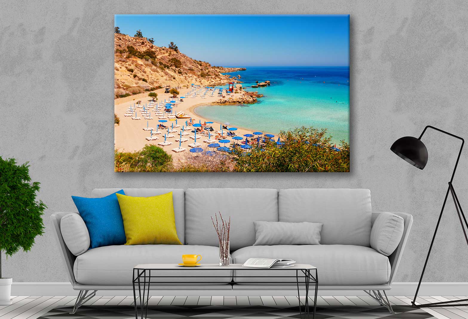Bella Home Nissi Beach with Hats Photograph Print Canvas Ready to hang