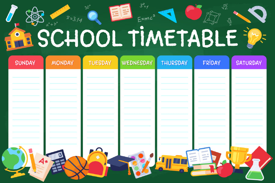 Weekly School Timetable Vector Art Print 100% Australian Made