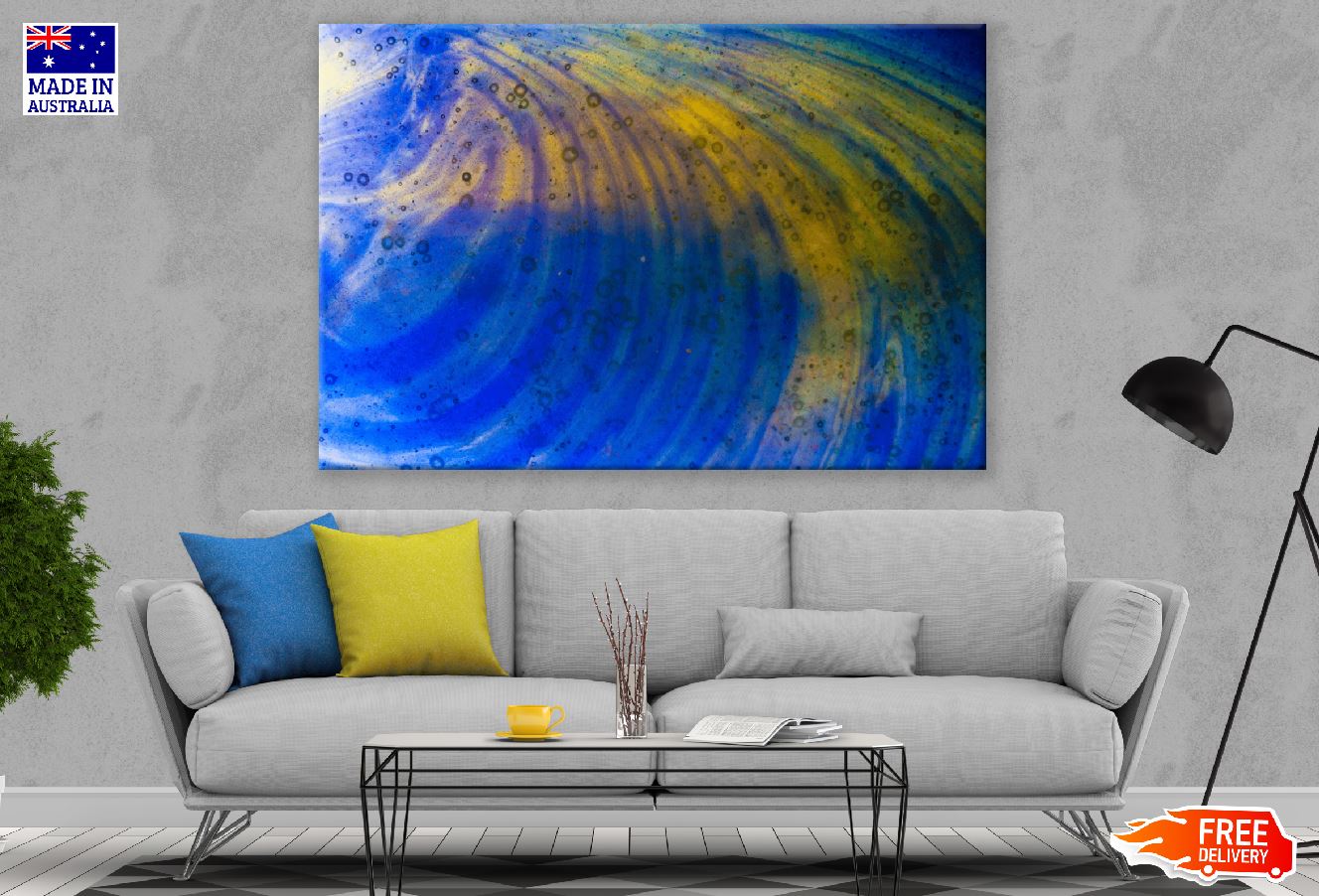 Blue & Yellow Abstract Design Print 100% Australian Made