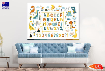 Alphabet with Numbers & Animals Vector Art Nursery & Kids Print 100% Australian Made