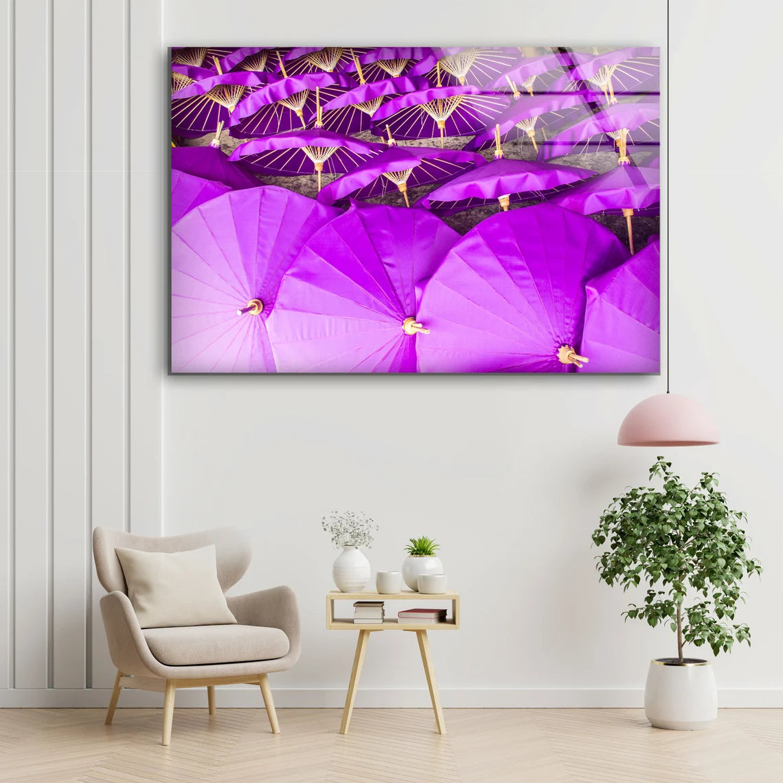 Purple Umbrellas Photograph Acrylic Glass Print Tempered Glass Wall Art 100% Made in Australia Ready to Hang