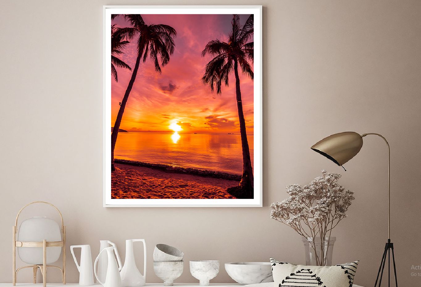 Palm Trees near Island Sea Sunset Scenery Home Decor Premium Quality Poster Print Choose Your Sizes